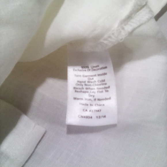 Talbots Women's Beaded V Neck Coral Tree Tunic Breezy 3/4 Sleeve Linen Dress S, - Picture 4 of 8